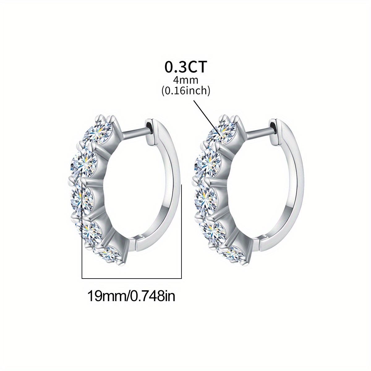 Women's Sparkling Moissanite Wedding Hoop Earrings, Luxury Gift